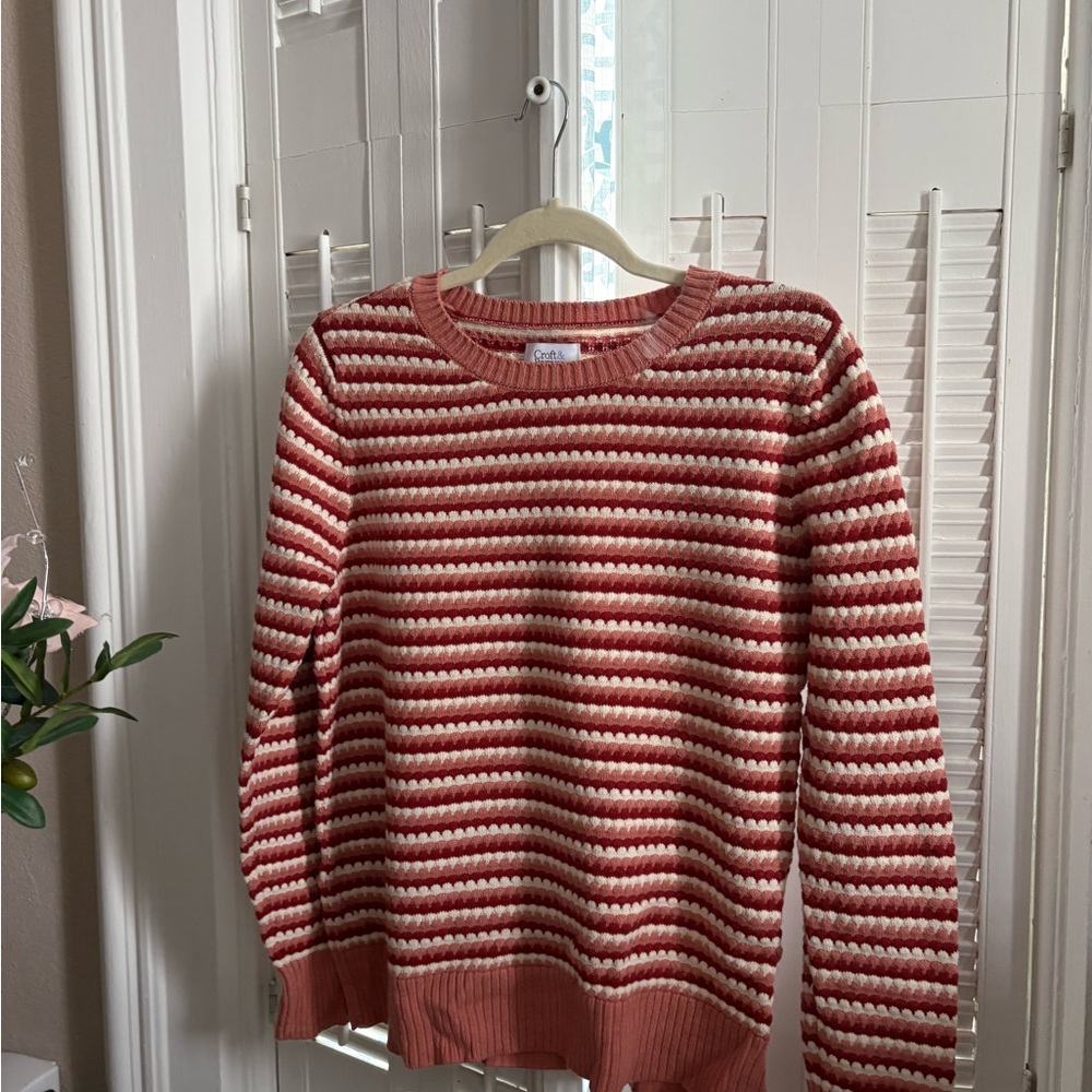 Croft & Barrow Women’s Rust, cream and a soft coral Striped Sweater